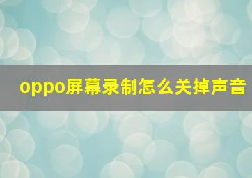 oppo屏幕录制怎么关掉声音