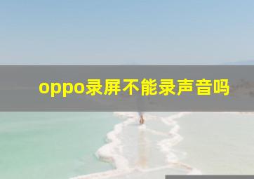 oppo录屏不能录声音吗