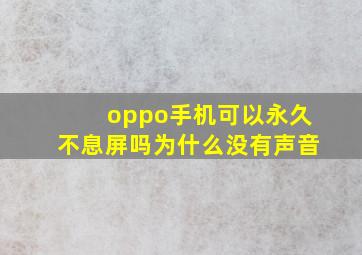 oppo手机可以永久不息屏吗为什么没有声音