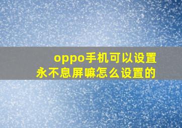 oppo手机可以设置永不息屏嘛怎么设置的