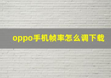 oppo手机帧率怎么调下载