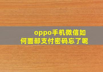 oppo手机微信如何面部支付密码忘了呢