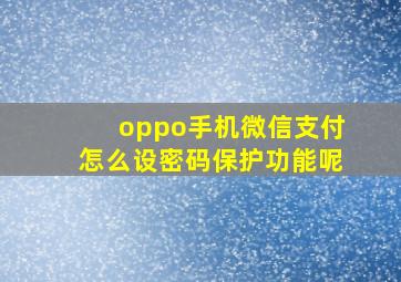 oppo手机微信支付怎么设密码保护功能呢