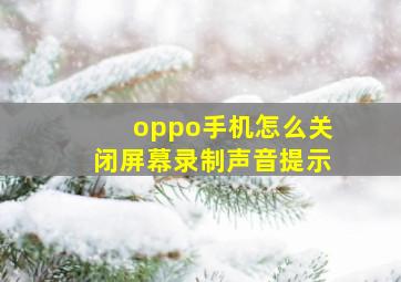 oppo手机怎么关闭屏幕录制声音提示