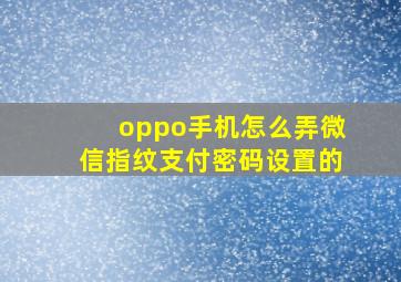 oppo手机怎么弄微信指纹支付密码设置的