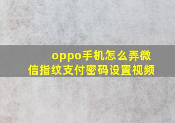 oppo手机怎么弄微信指纹支付密码设置视频