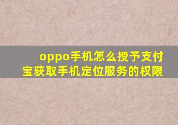 oppo手机怎么授予支付宝获取手机定位服务的权限