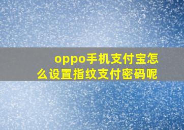 oppo手机支付宝怎么设置指纹支付密码呢