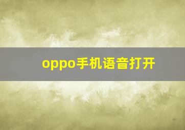 oppo手机语音打开