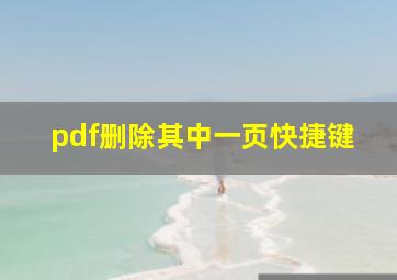 pdf删除其中一页快捷键