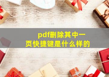 pdf删除其中一页快捷键是什么样的