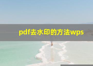 pdf去水印的方法wps