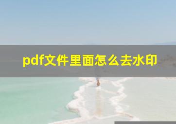 pdf文件里面怎么去水印