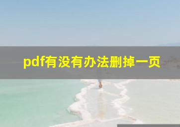 pdf有没有办法删掉一页