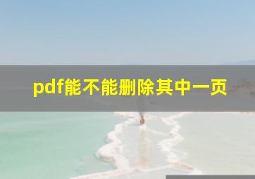 pdf能不能删除其中一页