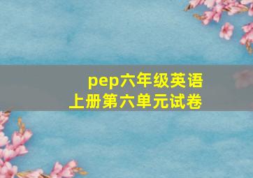 pep六年级英语上册第六单元试卷