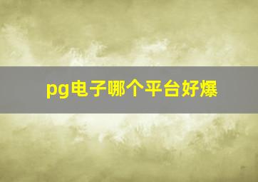 pg电子哪个平台好爆