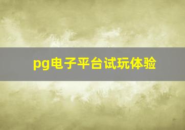 pg电子平台试玩体验