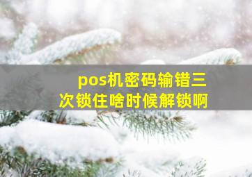 pos机密码输错三次锁住啥时候解锁啊