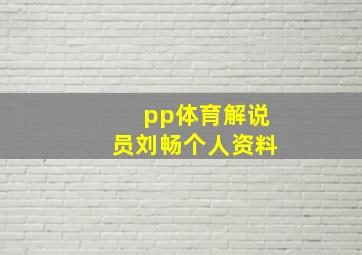 pp体育解说员刘畅个人资料