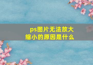 ps图片无法放大缩小的原因是什么