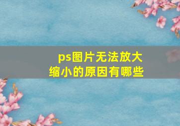 ps图片无法放大缩小的原因有哪些