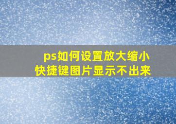 ps如何设置放大缩小快捷键图片显示不出来