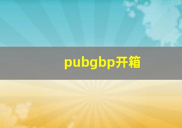 pubgbp开箱