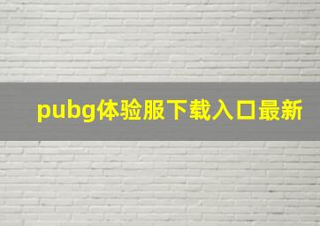 pubg体验服下载入口最新