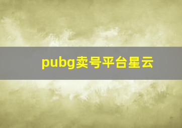 pubg卖号平台星云