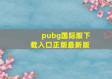 pubg国际服下载入口正版最新版