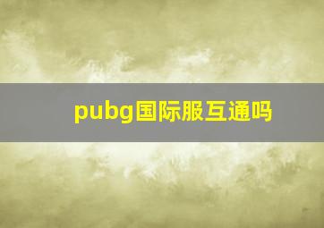 pubg国际服互通吗