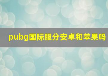 pubg国际服分安卓和苹果吗