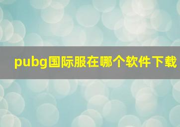 pubg国际服在哪个软件下载