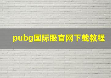 pubg国际服官网下载教程