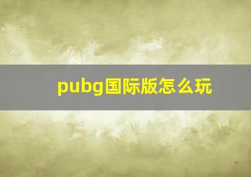 pubg国际版怎么玩