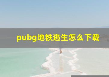 pubg地铁逃生怎么下载