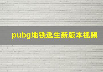 pubg地铁逃生新版本视频