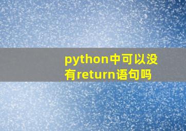 python中可以没有return语句吗