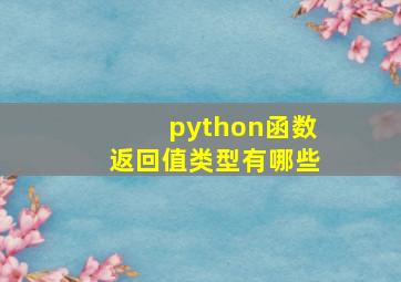 python函数返回值类型有哪些