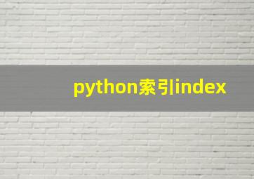 python索引index