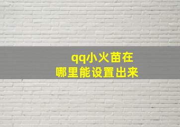 qq小火苗在哪里能设置出来