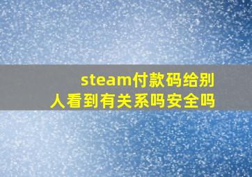 steam付款码给别人看到有关系吗安全吗