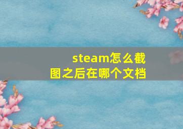 steam怎么截图之后在哪个文档