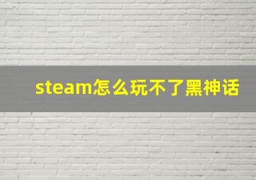 steam怎么玩不了黑神话