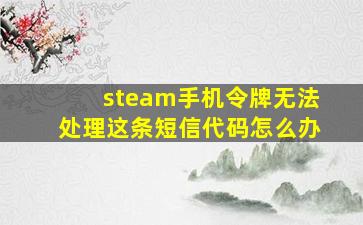 steam手机令牌无法处理这条短信代码怎么办