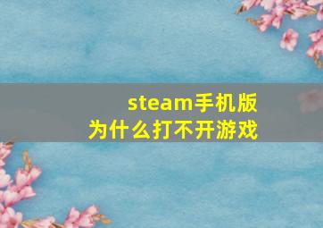 steam手机版为什么打不开游戏