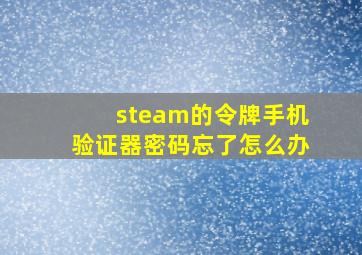 steam的令牌手机验证器密码忘了怎么办