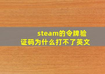 steam的令牌验证码为什么打不了英文