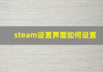 steam设置界面如何设置